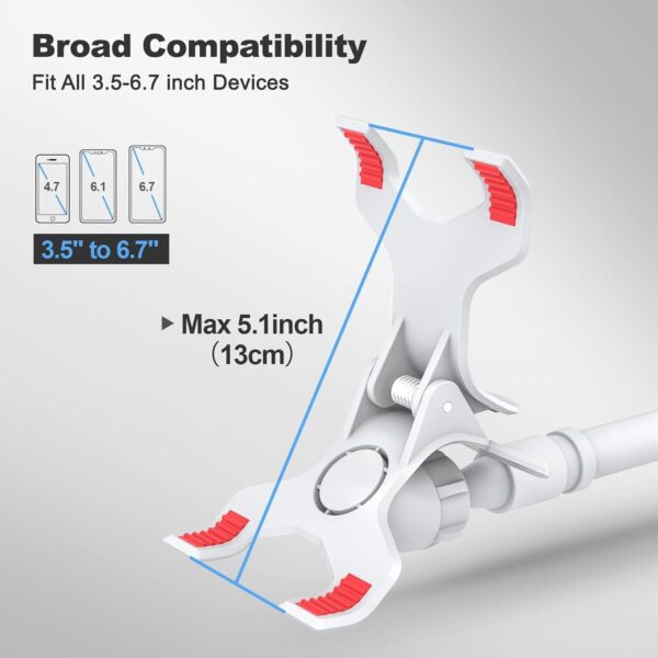 Newest Gooseneck Phone Holder 31in Long Flexible Lazy Arm Clip Adjustable Overhead Phone Mount For Phone - Image 8