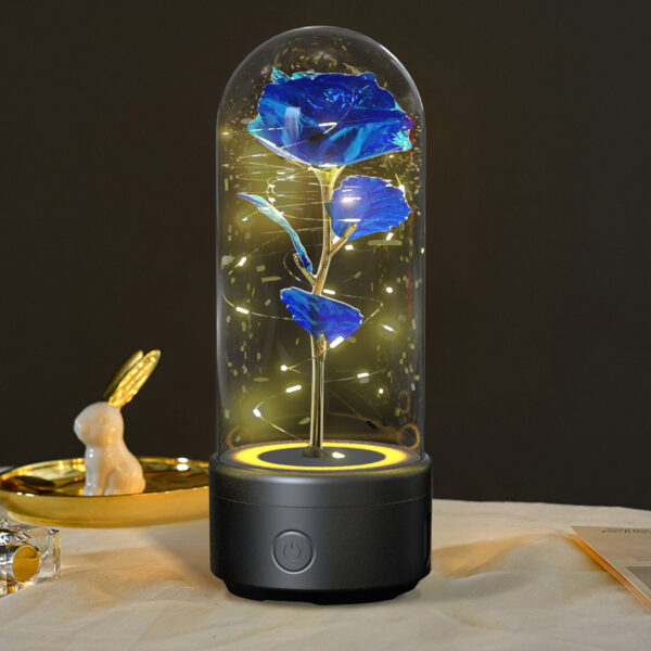 Creative 2 In 1 Rose Flowers LED Light And Bluetooth-compatible Speaker Valentine's Day Gift Rose Luminous Night Light Ornament In Glass Cover - Image 2