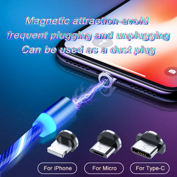 Magnetic Charging Cable Streamer Fast Charging Cable Lighting Micro USB Cable LED Magnet Charger Type-C Cable - Image 7