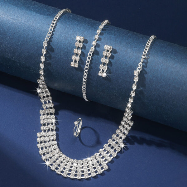 Claw Chain Necklace Bracelet Earrings Four-piece Ring Set Pack - Image 3