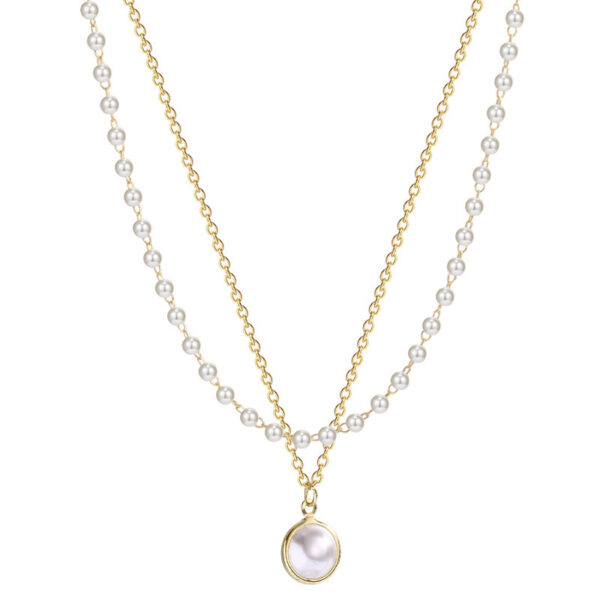 Summer Double-layer Pearls Necklace INS Fashion Clavicle Chain Necklace Jewelry For Beach - Image 6