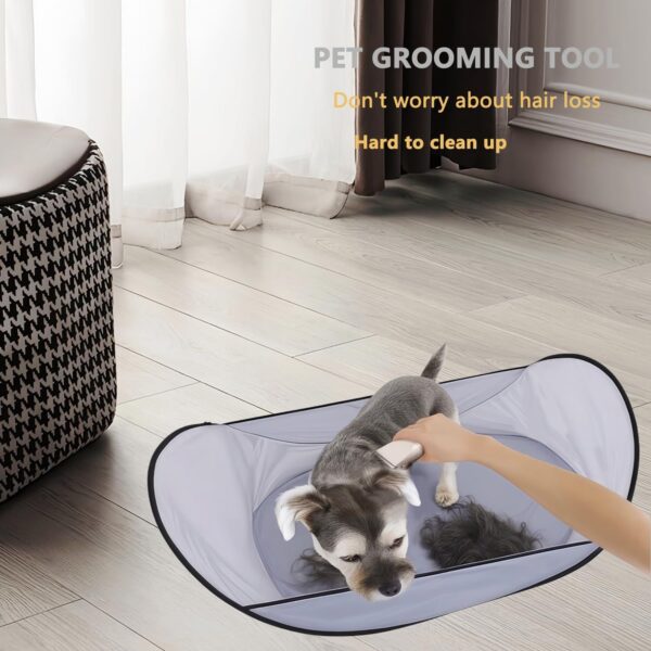 Easy Dog And Cat Hair Catcher Tent - Waterproof Adjustable Neat Barbering Cape For Easy Trimming And Shaving Pet Grooming - Image 3