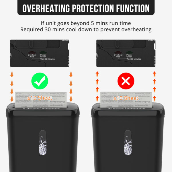 Woolsche 10 Sheet Strip Cut Paper Shredder, P2 Security Level With 3.17-Gallon Basket, CD & Credit Card Shredder - Durable & Fast - Jam Proof System -ETL Certified Home Office Shredders - Image 5