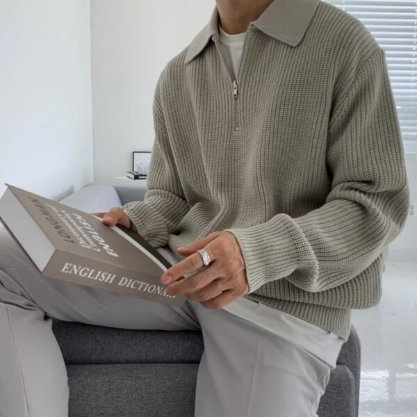 Lapel Sweater Men's Winter Loose Lightly Mature Knitwear Trendy - Image 7